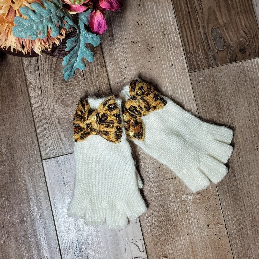 Y2K Vintage Betsey Johnson Sequins Knit Fingerless Gloves O/S